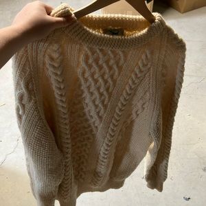 Blarney Woollen Mills Hand-Knitted Beige Wool Sweater